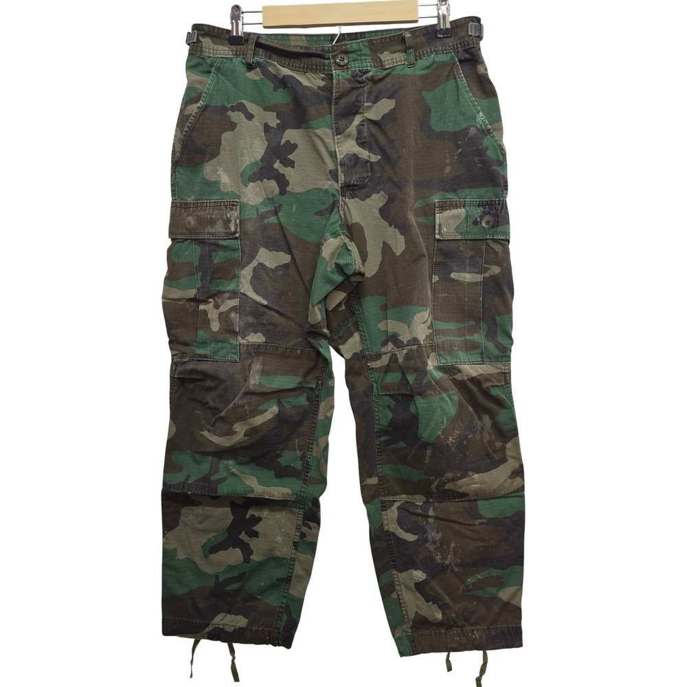 Vintage US Military Woodland Camo Cargo Pants Medium Short Ripstop Fatigues